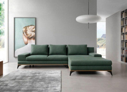 Upholstered sofa green Corner suite Corner sofa L-shape fabric sofa Couch Sofa Furniture