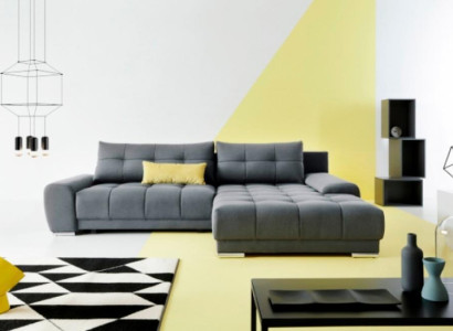 Corner suite fabric sofa gray Corner sofa Bed function L-shape upholstered sofa