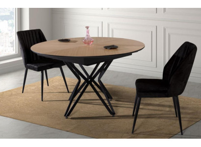 Round Dining room table Extendable Modern Kitchen Table Wood Brown