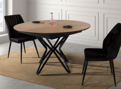 Round Dining room table Extendable Modern Kitchen Table Wood Brown