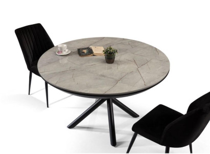 Dining room table Extendable Dining table Round Kitchen Table Wood Gray new