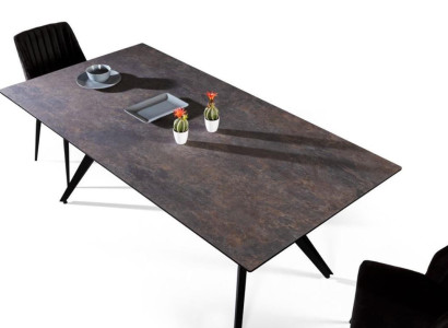 Extendable Dining table Dining room table Kitchen table Wood Black Table
