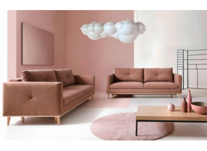 Two-seater Sofa 2 Seater Fabric Sofa Pink Fabric Couch Upholstered Sofa Furniture