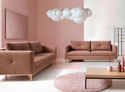 Two-seater Sofa 2 Seater Fabric Sofa Pink Fabric Couch Upholstered Sofa Furniture