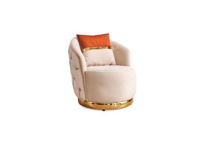 Design Seater Luxury beige Armchair Relax Textile with stainless steel Armchair Club