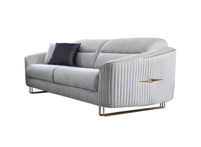 Sofa 3 Seater Upholstered Sofa White Textile Seat Design Couch Modern new