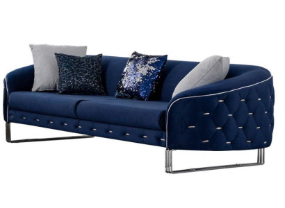 Designer Sofa 3 Seater Chesterfield Couch Upholstery Sofas Design Blue