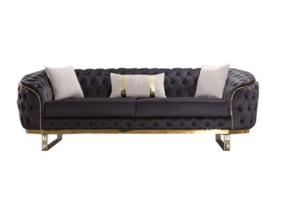 Designer Sofa 3 Seater Textile Couch Upholstery Sofas Design Brown Chesterfield