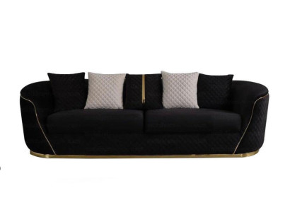 Designer 3 Seater Sofa Luxury Wood Furniture Textile Upholstered furniture Couch Fabric