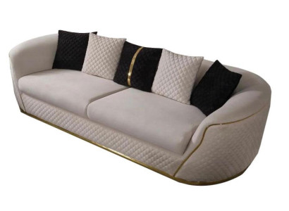 Sofa 3 Seater Design Sofas Upholstery White Textile Relax Modern 235cm