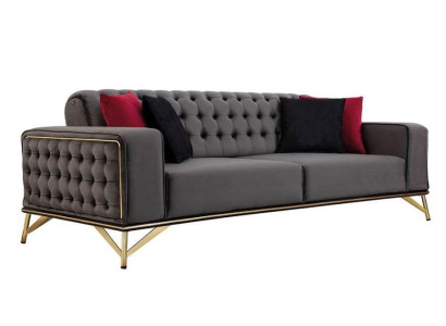 Designer Sofa 3 Seater Chesterfield Couch Upholstery Sofas Design Brown