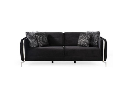 Designer Sofa 3 Seater big Couch Upholstery Sofas Design Black Velvet Furniture