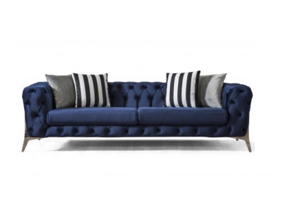 Chesterfield Sofa 3 Seater Blue Velvet luxurious Furniture for Living room Sofas