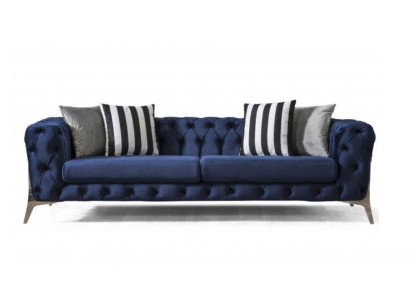 Chesterfield Sofa 3 Seater Blue Velvet luxurious Furniture for Living room Sofas