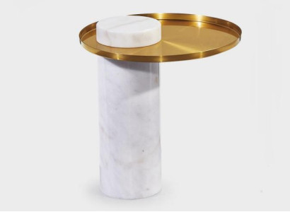 Stylish Round White Side table Luxury Coffee table Living room Furniture