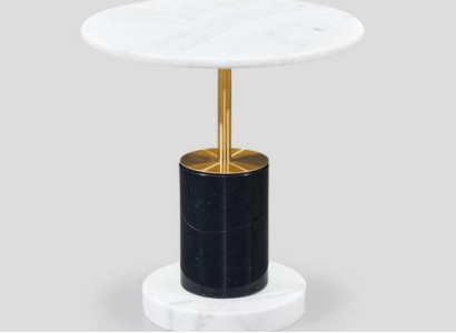 White Imitation Marble Side table Designer Round Style Storage Table
