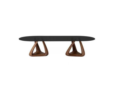 Designer Black Dining room Table Luxury Dining room Furniture Wooden Top Oval
