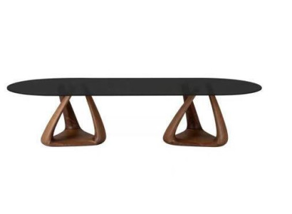 Designer Black Dining room Table Luxury Dining room Furniture Wooden Top Oval