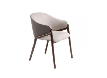 Designer Taupe Dining room Chair Wooden Frame Luxury Upholstery Single Seater Chairs