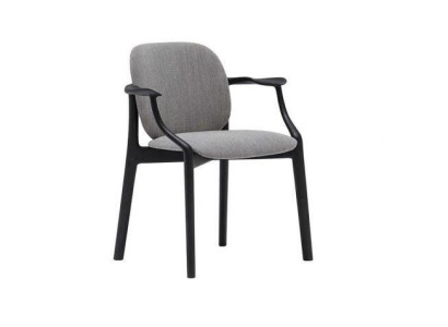 Designer Gray Dining room Chair Wooden Frame Armrests Chair Upholstery Furniture