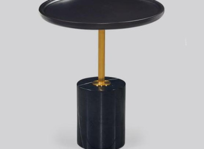 Round black side table with stainless steel base designer storage table