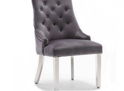 Gray Dining room Chesterfield Chair Textile chair Luxurious single seater