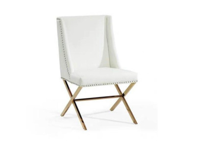 White Dining room chair Designer Textile Furniture stainless steel Metal single seater