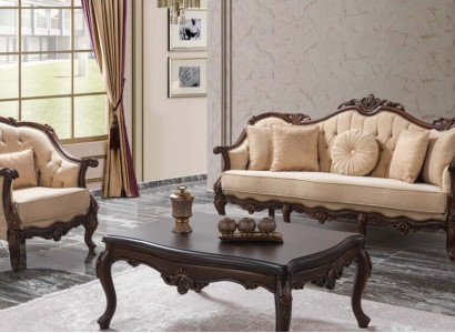 Upholstered sofa Chesterfield Suite Sofa set Fabric Sofa Beige Set
