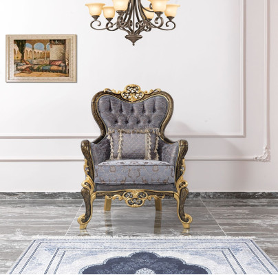 Chesterfield sofa set upholstered sofa blue three seater armchair set