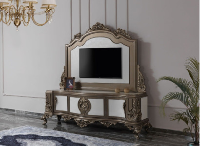 Living room TV cabinet stand TV sideboard lowboard wood brown table luxury