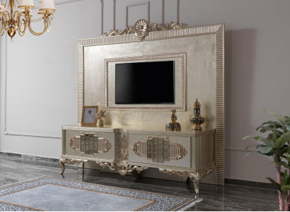 Lowboard TV stand sideboard TV cabinet wood gold living room table luxury