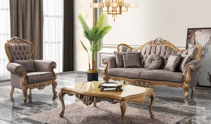 Upholstered sofa Chesterfield Suite Sofa set Fabric Sofa Gray Set new