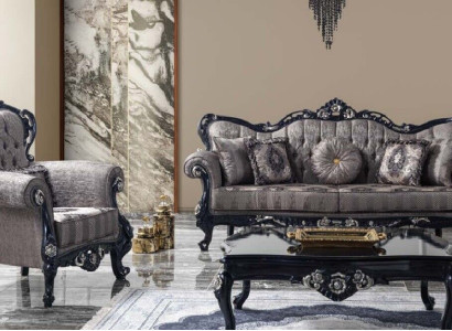 Fabric Sofa Upholstered Sofa Suite Sofa Set Gray Chesterfield Set Sofa