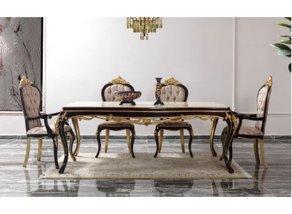 Dining set dinette Dining room Dining table Chairs Wood 9pcs Brown Baroque