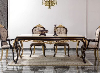 Dining set dinette Dining room Dining table Chairs Wood 9pcs Brown Baroque