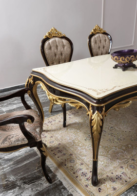 Dining set dinette Dining room Dining table Chairs Wood 9pcs Brown Baroque