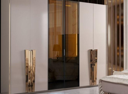 Wardrobe Modern Wardrobe Bedroom Cabinets Beige Wood Gold