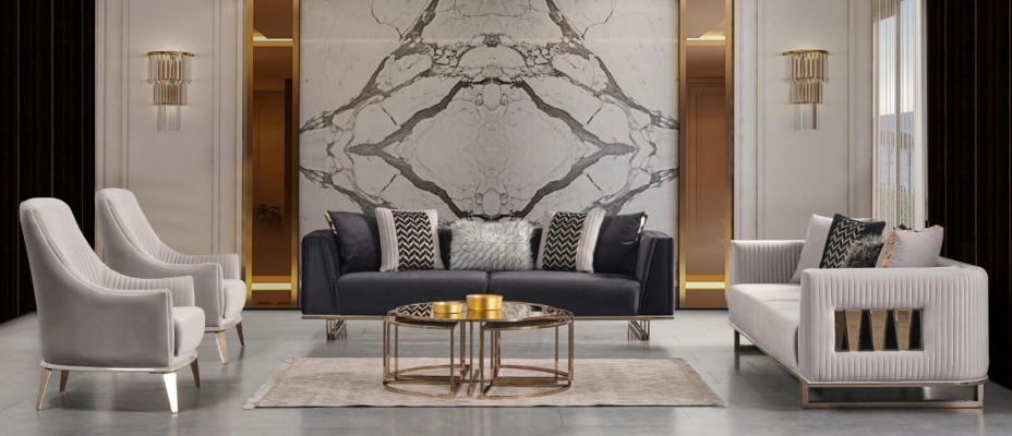 Couch set sofa set three-seater armchair gray fabric sofa set 4 pieces