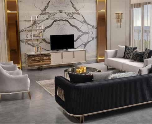 Couch set sofa set three-seater armchair gray fabric sofa set 4 pieces