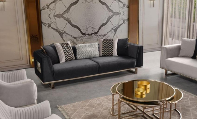 Couch set sofa set three-seater armchair gray fabric sofa set 4 pieces