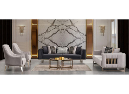 Sofa set, couch set, three-seater armchair, gray fabric sofa set, 3 pieces