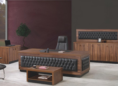 Luxury Office furniture Complete Office Desk Office Set 4-piece Wood Brown