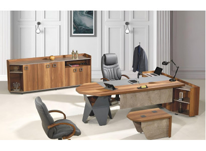 Complete e Office Desk Office desk Set 4pcs Wood Brown Chest of drawers Big