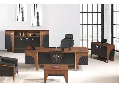 Complete e Office Desk Office desk set 4 pieces Wood Brown Luxury Big