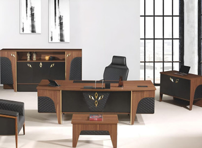 Complete e Office Desk Office desk set 4 pieces Wood Brown Luxury Big