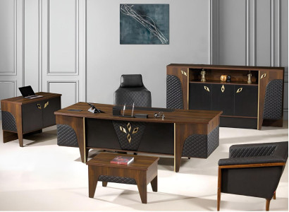 Office furniture Complete Office Desk Office Office desk Set 4-piece Wood Brown