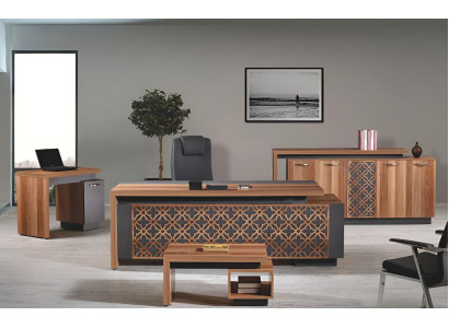 Complete Office Office desk Office furniture Desk Set 4-piece Wood Brown Office