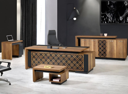 Classic Complete e Study room furniture Desk 4pcs Wood Brown
