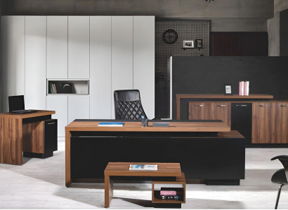 Office furniture Complete Office Desk Office Office desk 4-piece Wood Black
