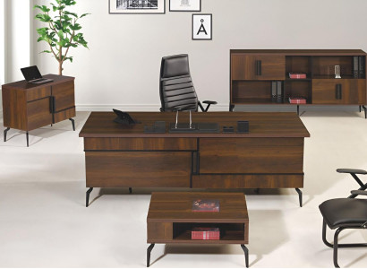 Office furniture Complete Office Desk Office Office desk Set 4-piece Wood Brown